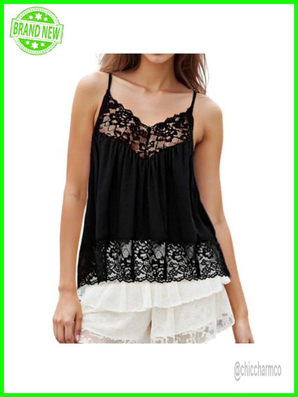 Womens Lace Cami Babydoll Tank Top Backless Spaghetti Strap Summer Top